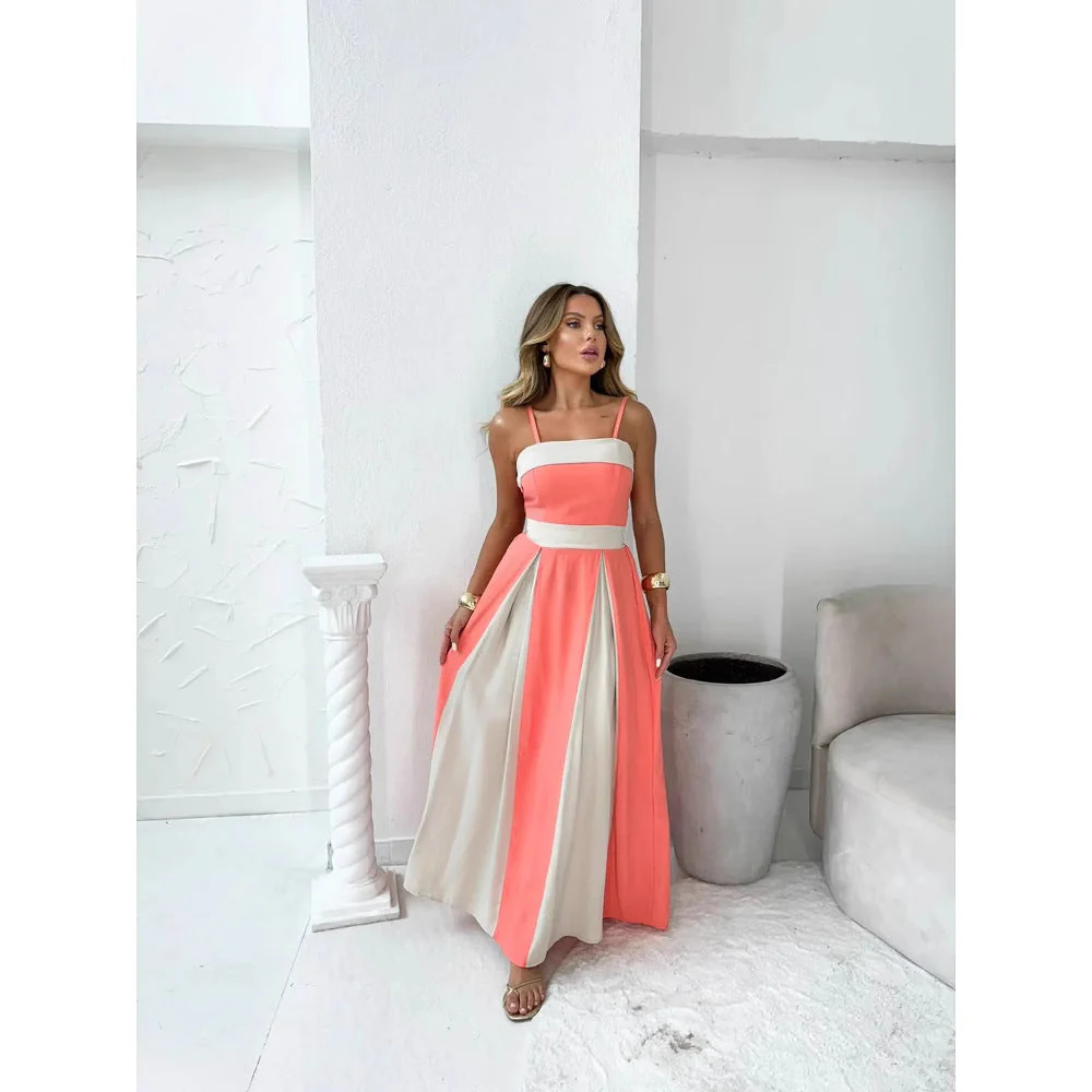 Women's Maxi Dress – Figure-Hugging Bodice – A-line Silhouette – Elegant Panels - Image 5