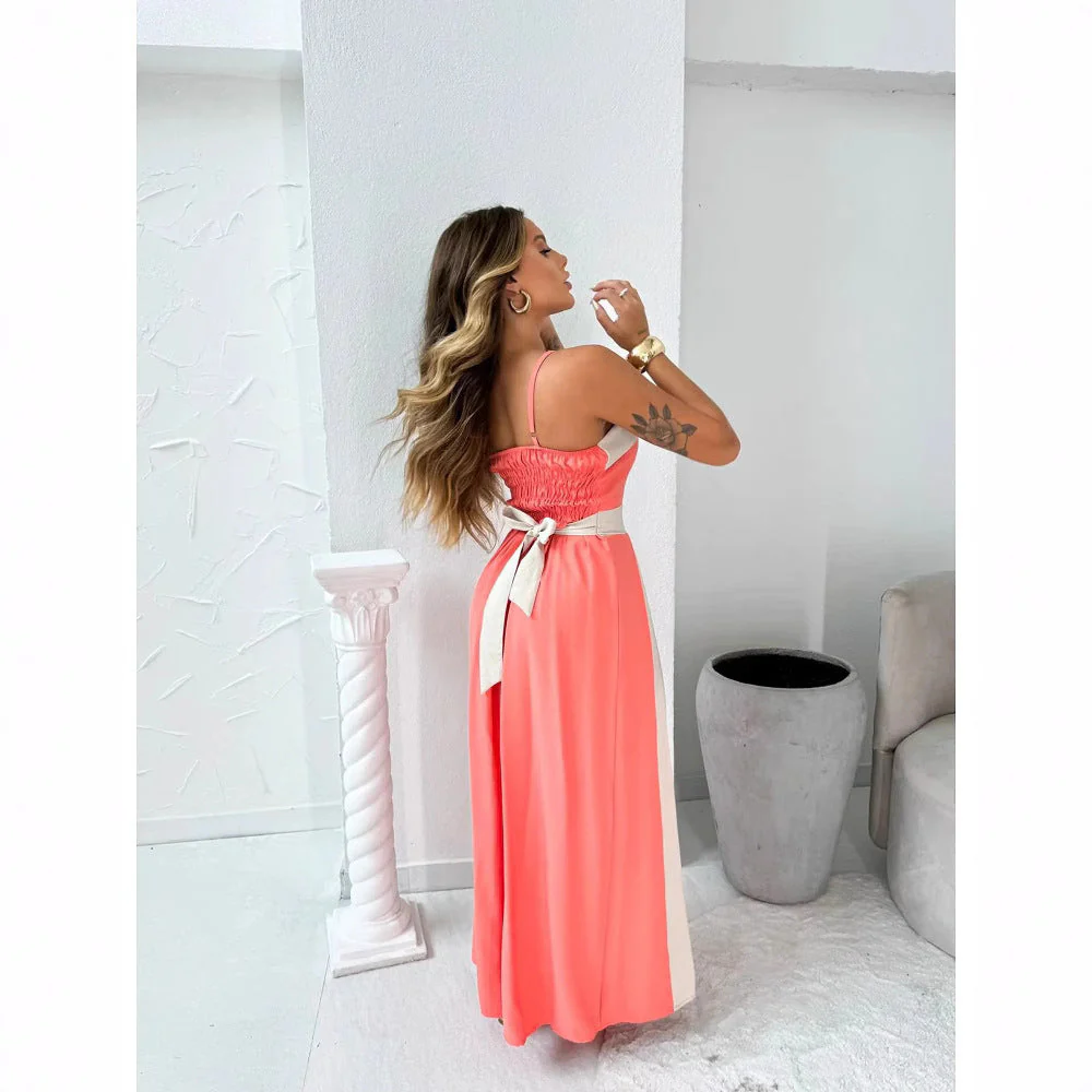 Women's Maxi Dress – Figure-Hugging Bodice – A-line Silhouette – Elegant Panels - Image 6