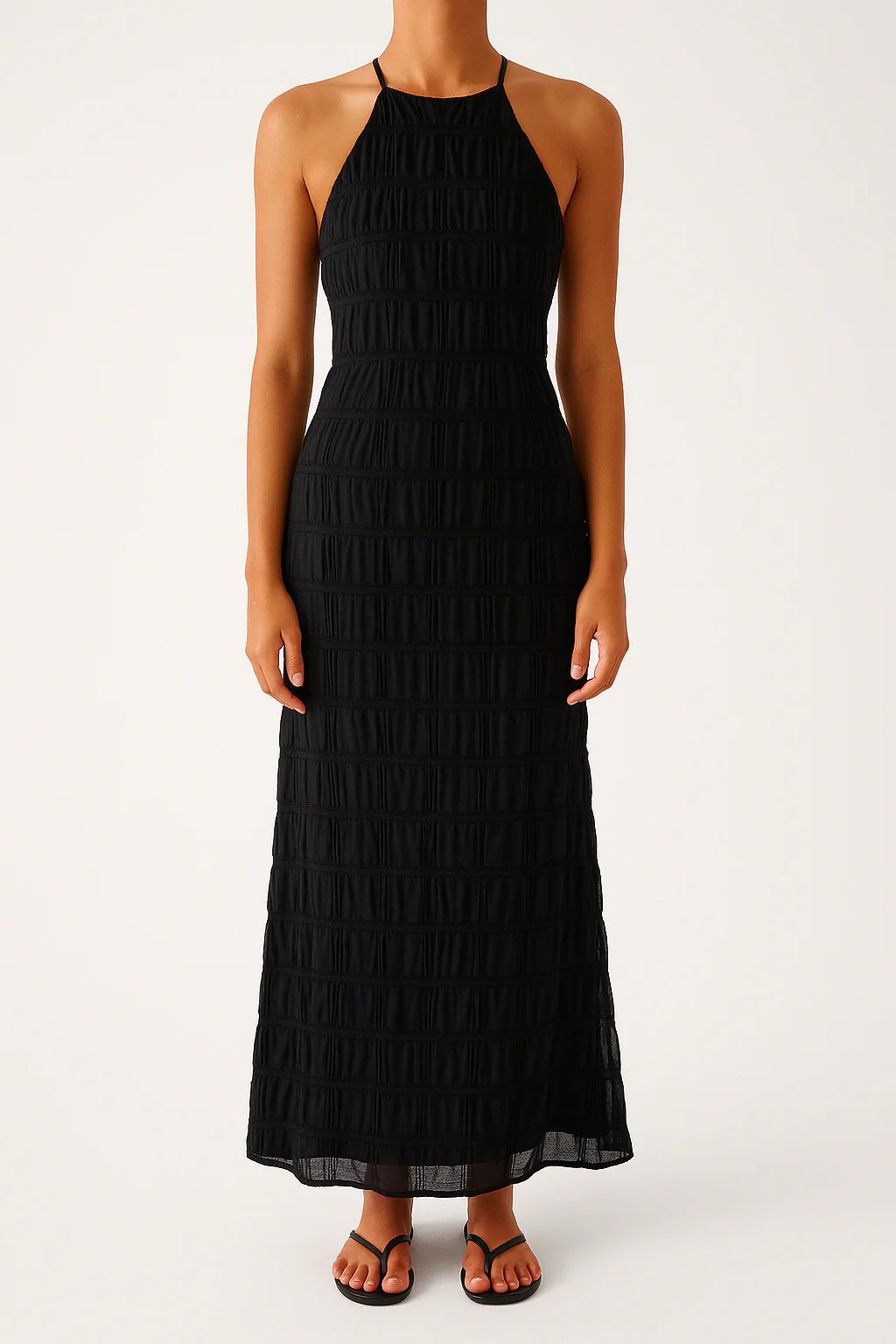 Ladies Maxi Dress – Figure-Hugging – Ruffles – Halter Neck – Open Back – Eveningwear - Image 2