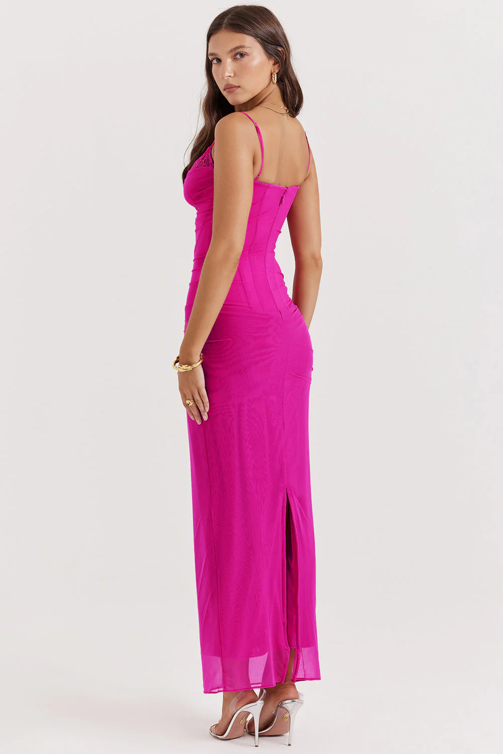 Ladies Maxi Dress – Fitted Model – Breathable Fabric – Spaghetti Straps – Ruching Detail - Image 4