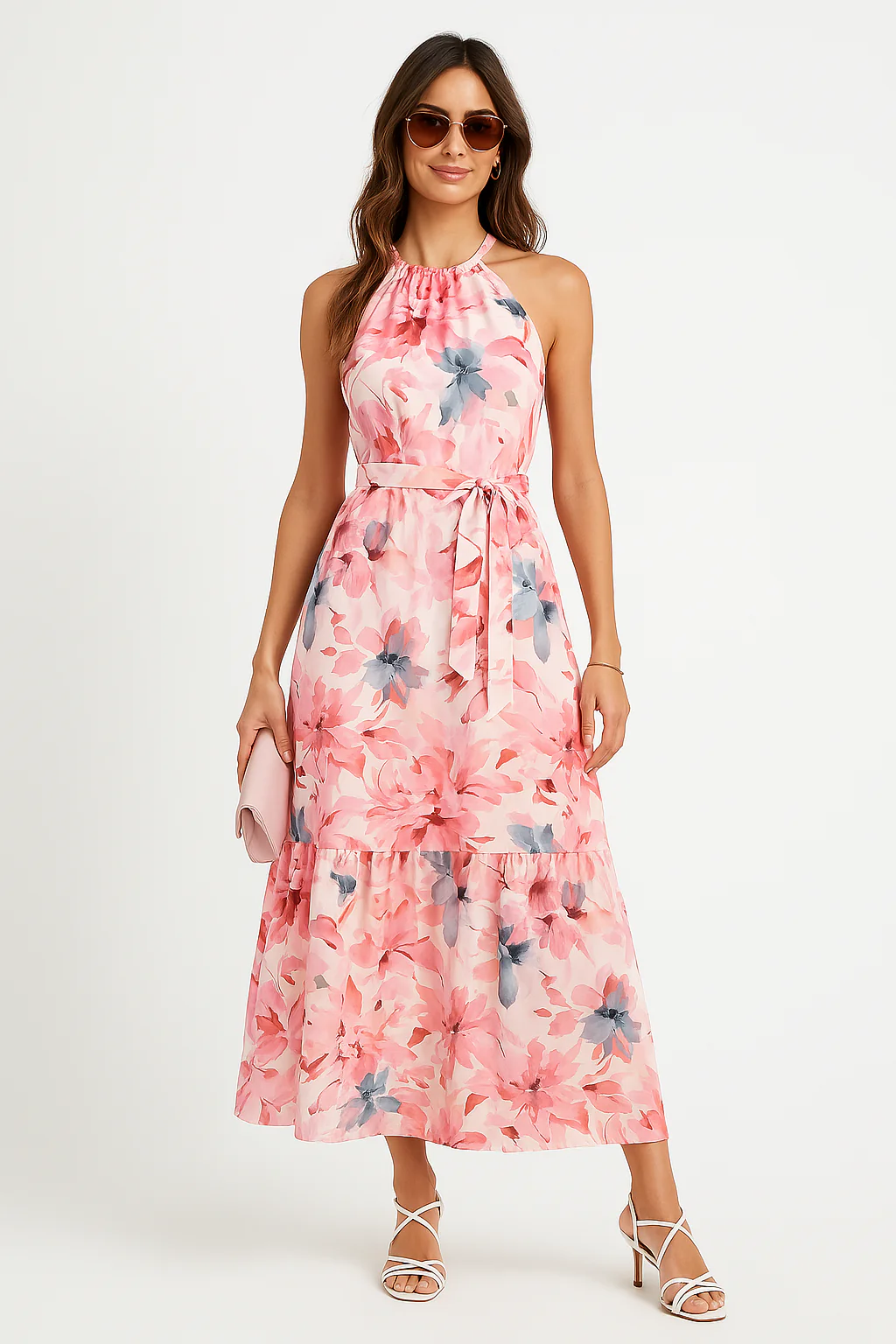 Ladies Maxi Dress – Flowy Fit – Halter Neck – Layered Skirt – Adjustable Waist - Image 2