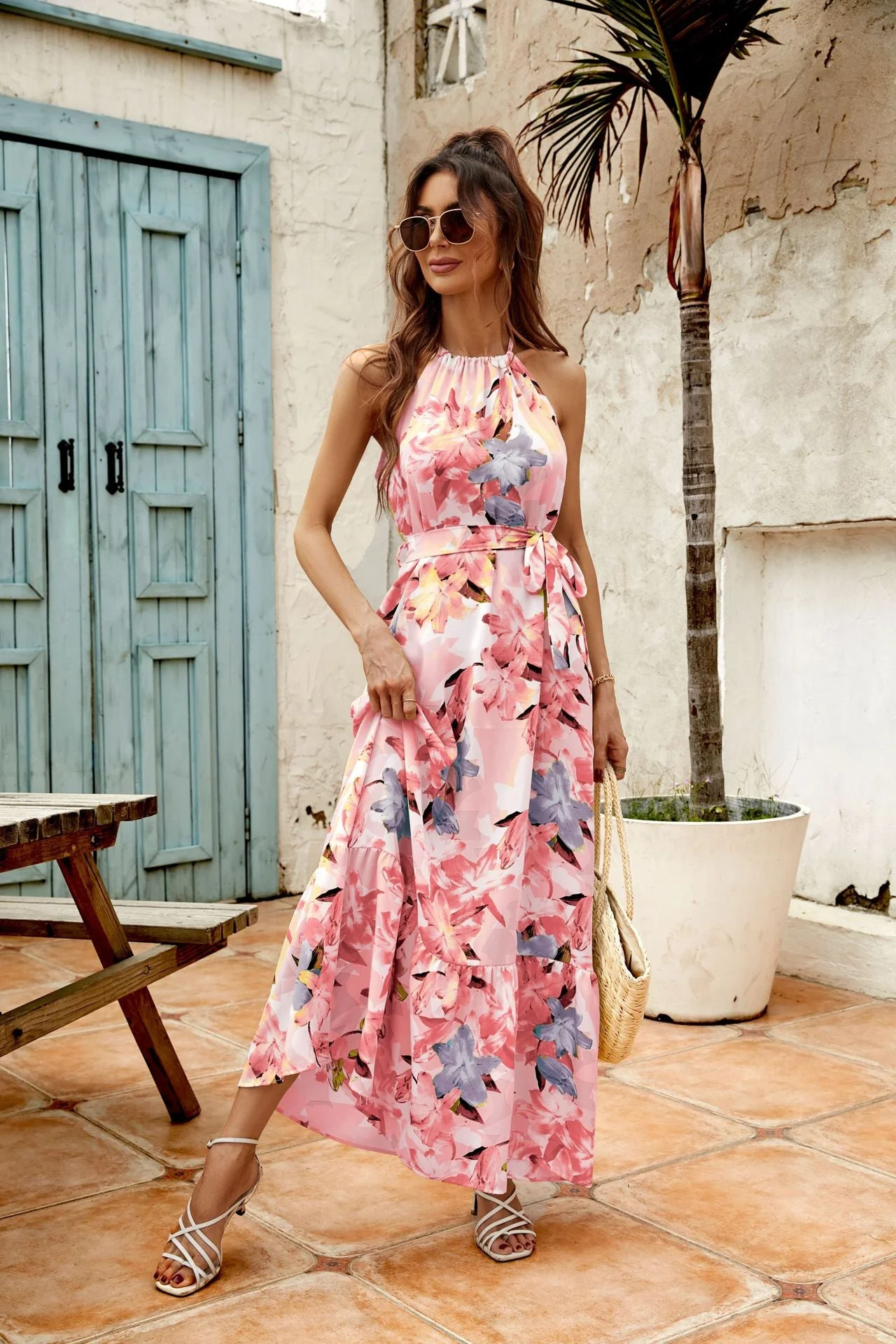 Ladies Maxi Dress – Flowy Fit – Halter Neck – Layered Skirt – Adjustable Waist - Image 6