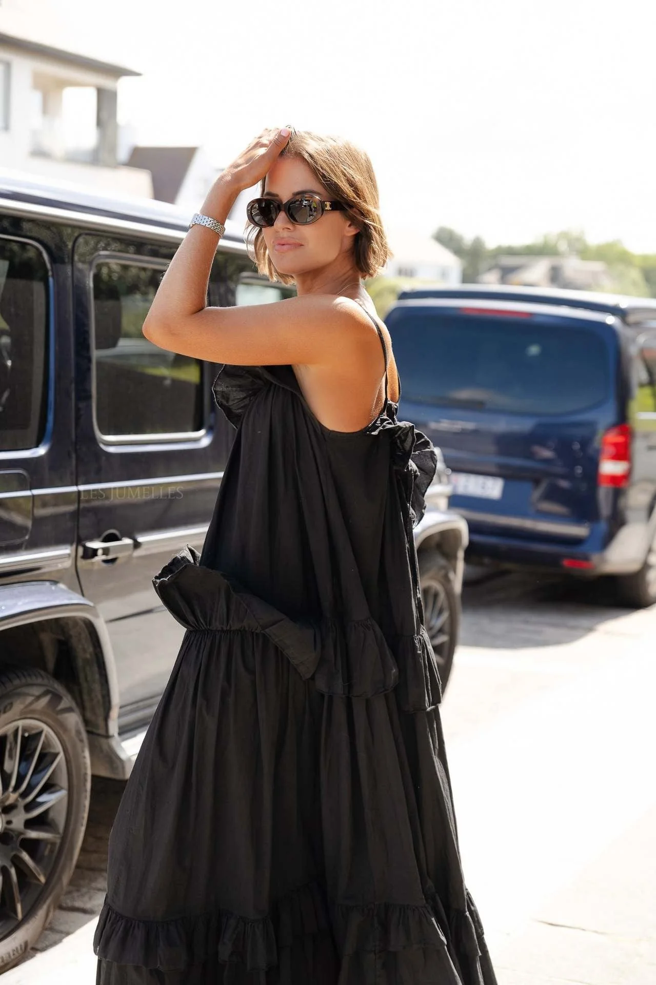 Ladies Maxi Dress – Flowy Fit – Ruffle Neckline – Layered Skirt – Spaghetti Straps - Image 5