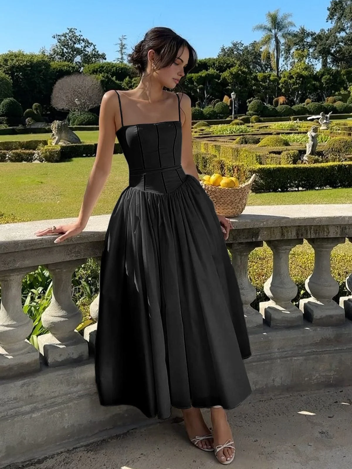 Ladies Maxi Dress – Fitted Bodice – Spaghetti Straps – Elegant A-line - Image 2