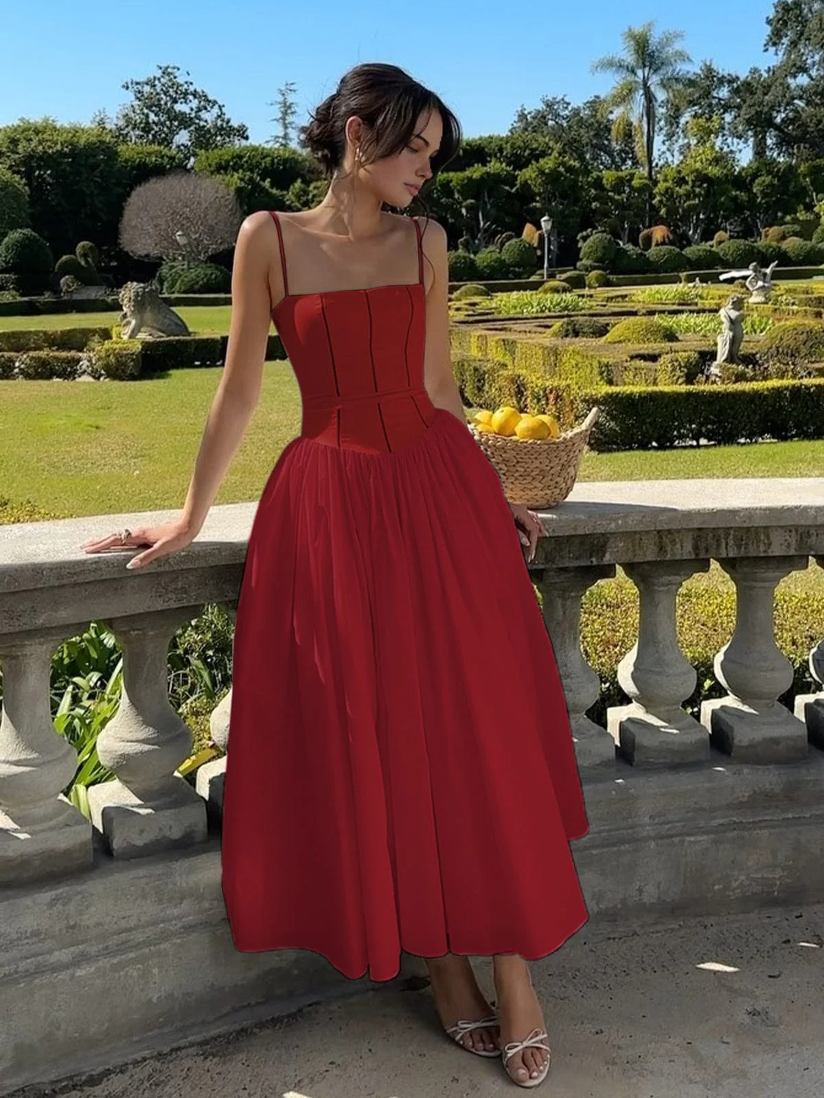 Ladies Maxi Dress – Fitted Bodice – Spaghetti Straps – Elegant A-line - Image 3
