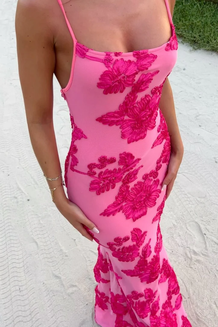 Ladies Maxi Dress – Fitted Model – Embroidery – Ribbon Shoulder Strap – Luxury Style - Image 5
