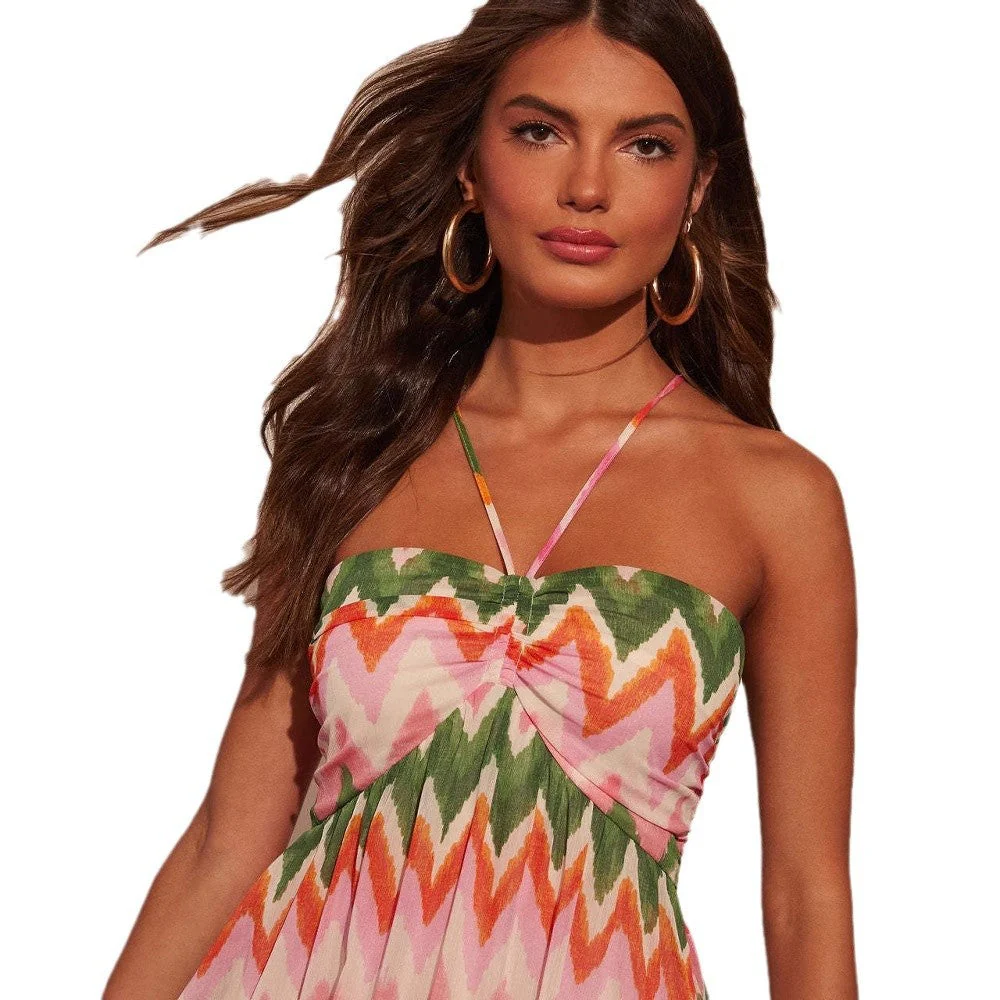 Women's Maxi Dress – Halter Neck – Loose-Fitting Model – Layered Flared Skirt – Breathable - Image 5