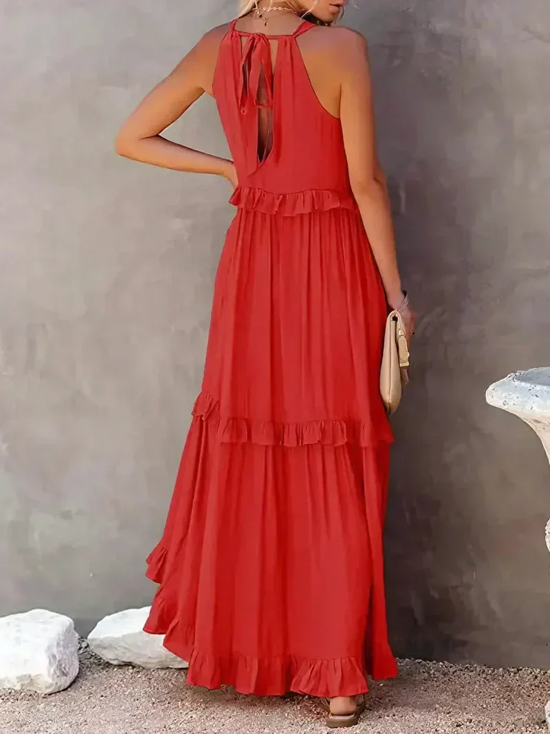 Ladies Maxi Dress – Halterneck – Ruffles – Loose Fit – Breathable Fabric - Image 11