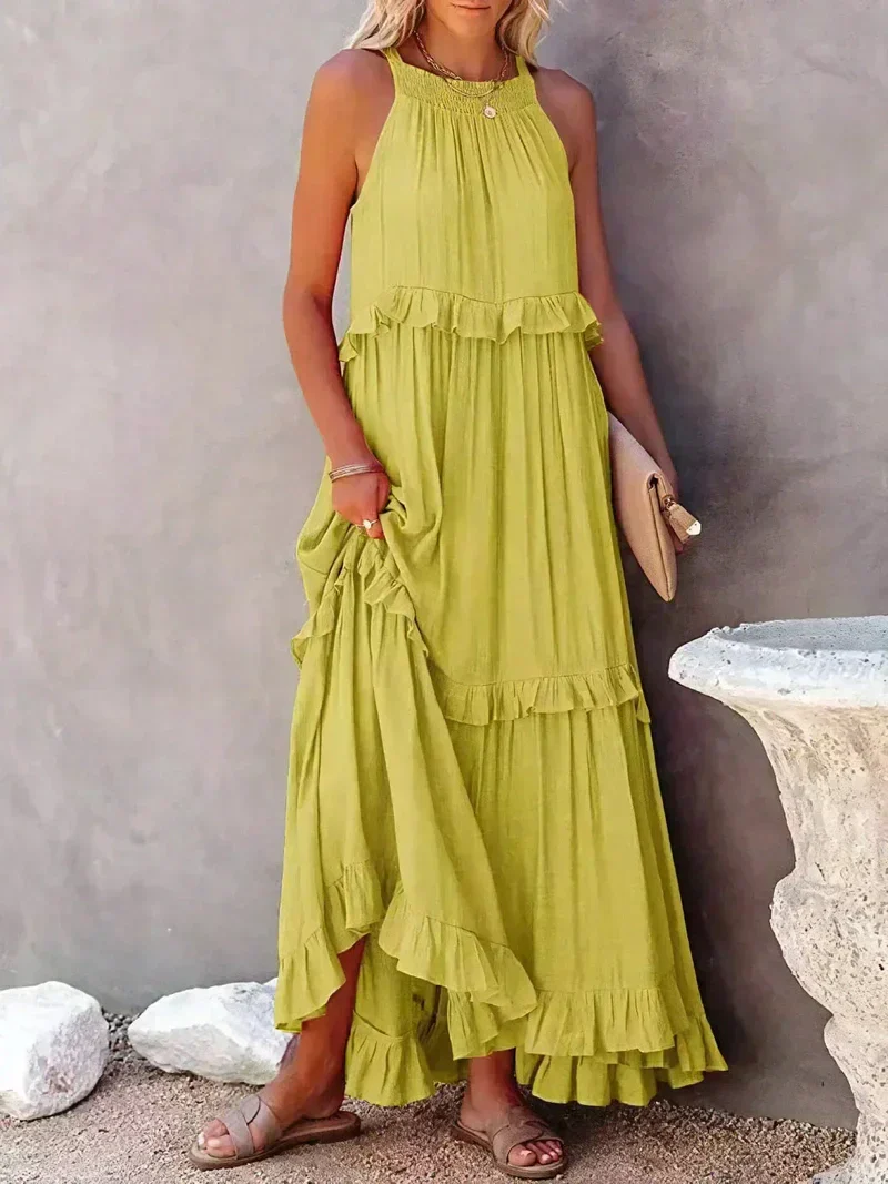 Ladies Maxi Dress – Halterneck – Ruffles – Loose Fit – Breathable Fabric - Image 12