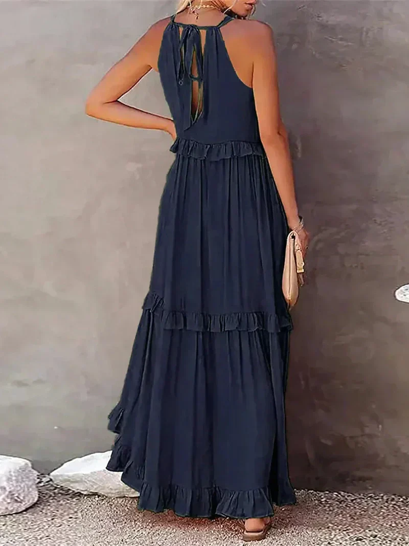 Ladies Maxi Dress – Halterneck – Ruffles – Loose Fit – Breathable Fabric - Image 6