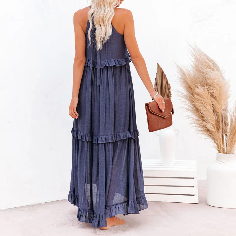 Ladies Maxi Dress – Halterneck – Ruffles – Loose Fit – Breathable Fabric - Image 7