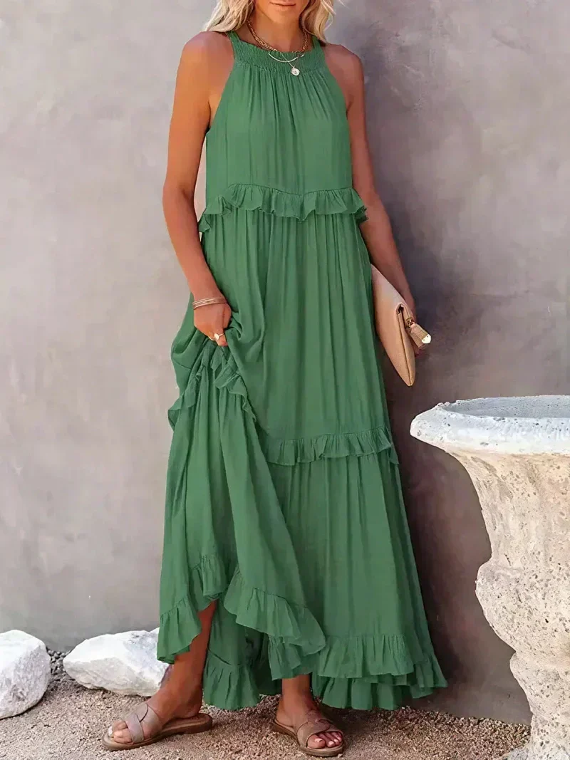 Ladies Maxi Dress – Halterneck – Ruffles – Loose Fit – Breathable Fabric - Image 8