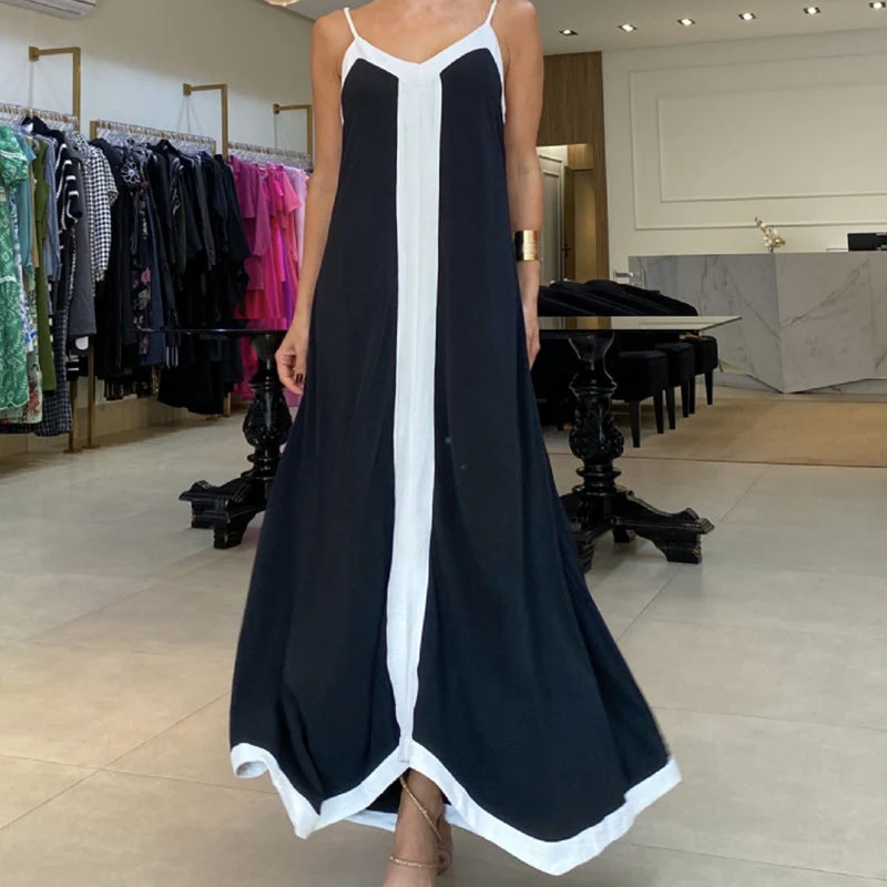 Ladies Maxi Dress – Loose-Fitting Model – Breathable Material – Thin Straps – Contrast Details - Image 5