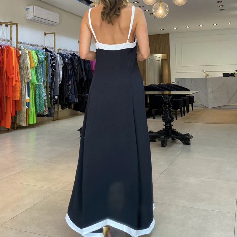 Ladies Maxi Dress – Loose-Fitting Model – Breathable Material – Thin Straps – Contrast Details - Image 6