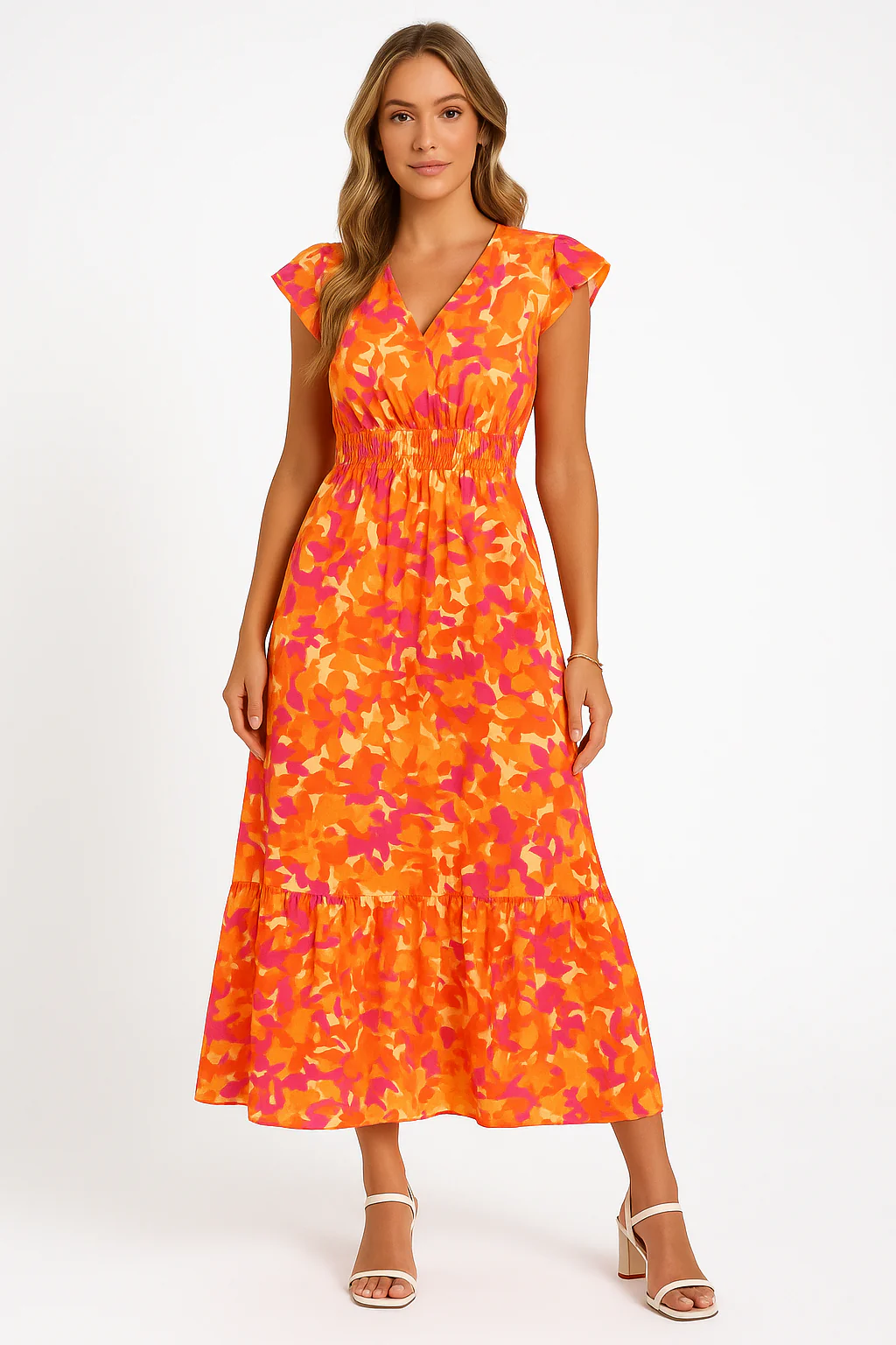 Ladies Maxi Dress – Sleeveless – Floral Print – V-Neck – Airy Fit – Layered Hem - Image 2