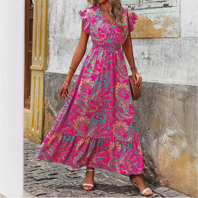 Ladies Maxi Dress – Sleeveless – Floral Print – V-Neck – Airy Fit – Layered Hem - Image 7