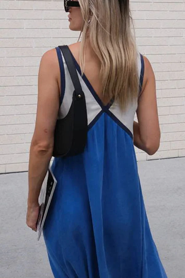 Ladies Maxi Dress – Sleeveless – V-Neck – Airy Fit – Satin-like Fabric - Image 7