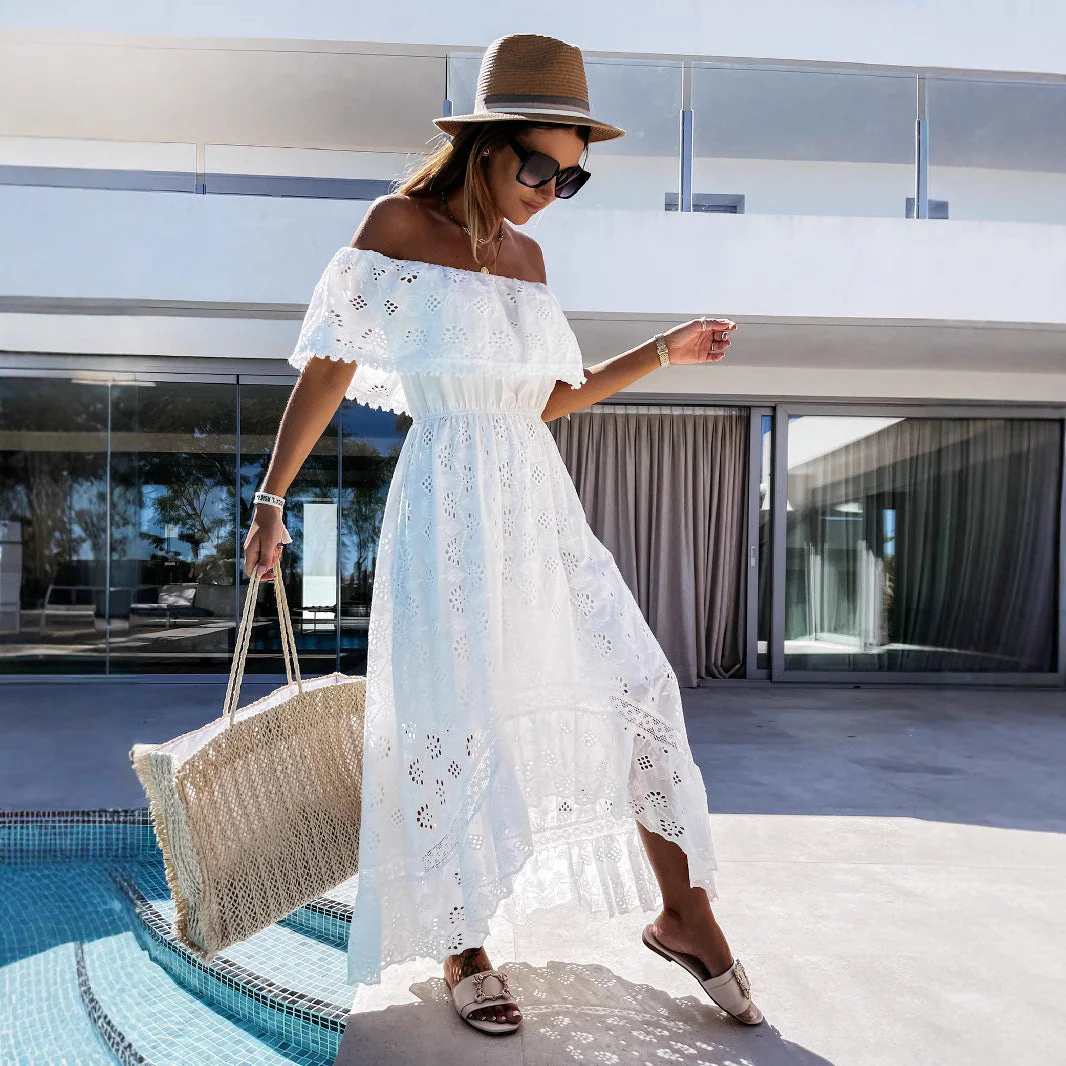 Ladies Maxi Dress – Off Shoulder – Cotton – Boho Style – Lacedetails – Flowy Fit - Image 3