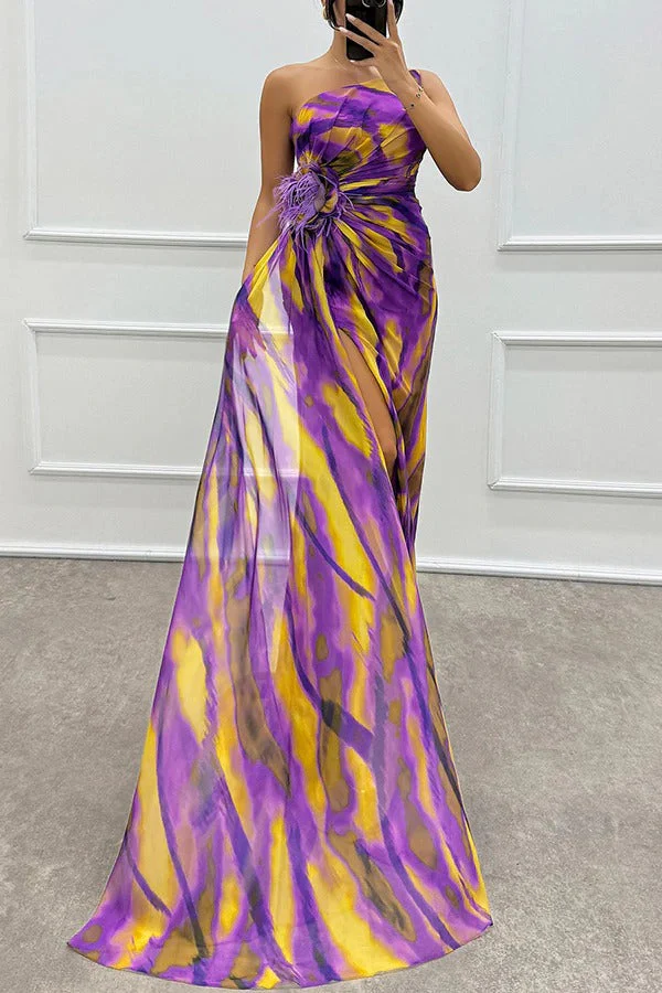 Ladies Maxi Dress – One Shoulder – Draping Waist – High Split – Luxury Formal Model - Image 12