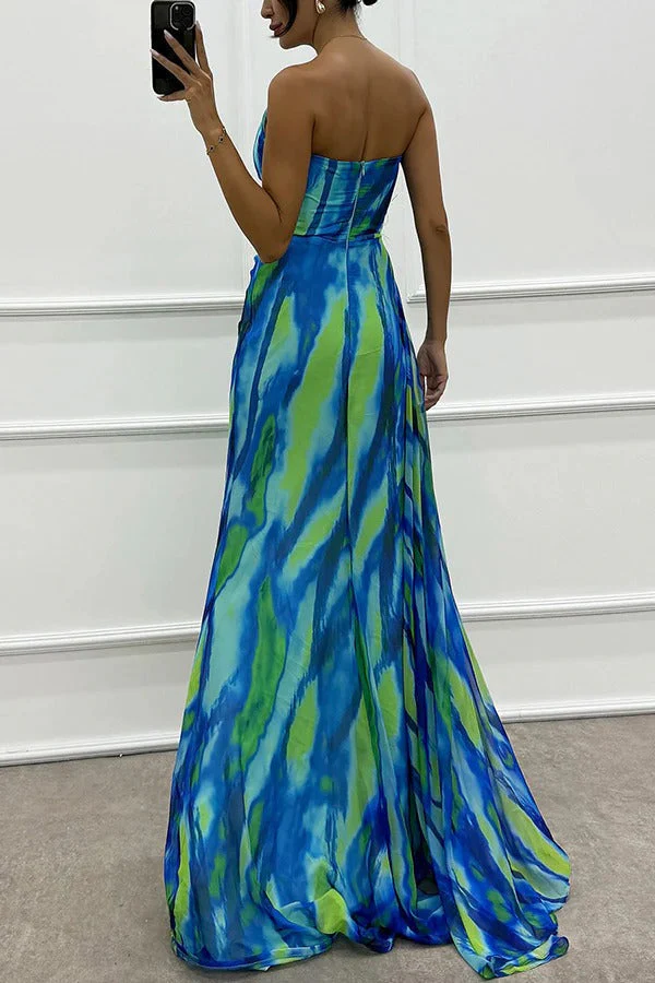 Ladies Maxi Dress – One Shoulder – Draping Waist – High Split – Luxury Formal Model - Image 2