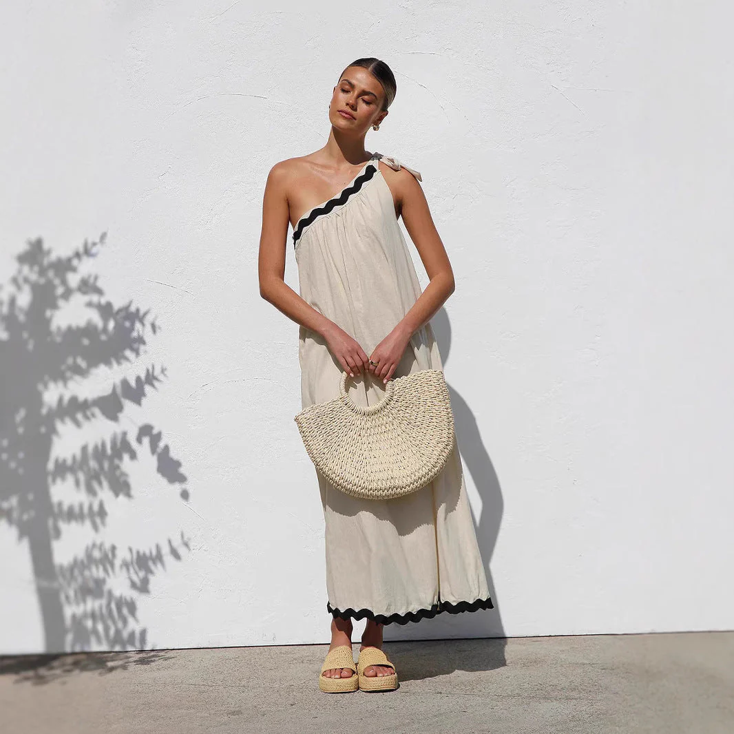 Women's Maxi Dress – One Shoulder – Relaxed Fit – Scalloped Hem – Breathable Material - Image 2