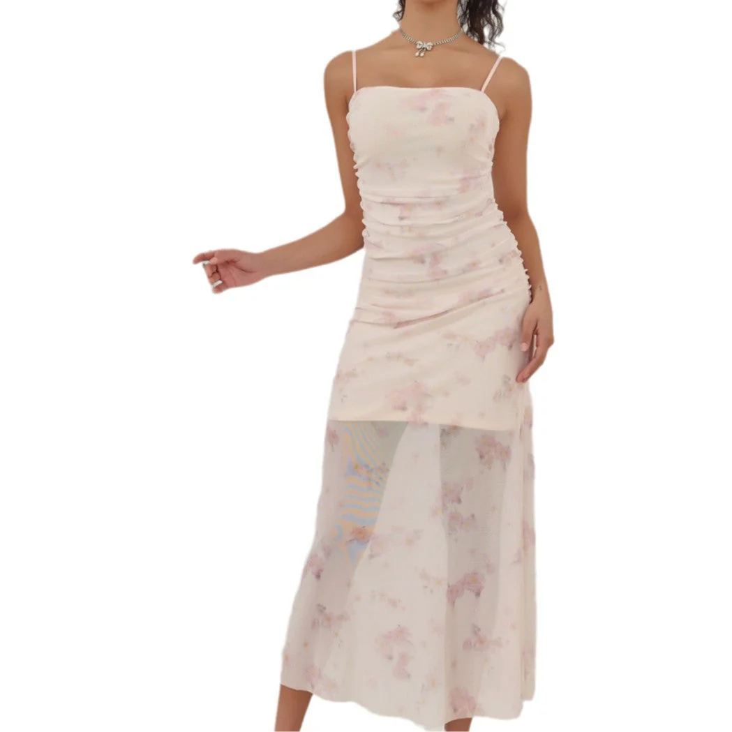 Women's Maxi Dress – Slim Fit – Ruffles – Spaghetti Straps – Mermaid Style - Image 6
