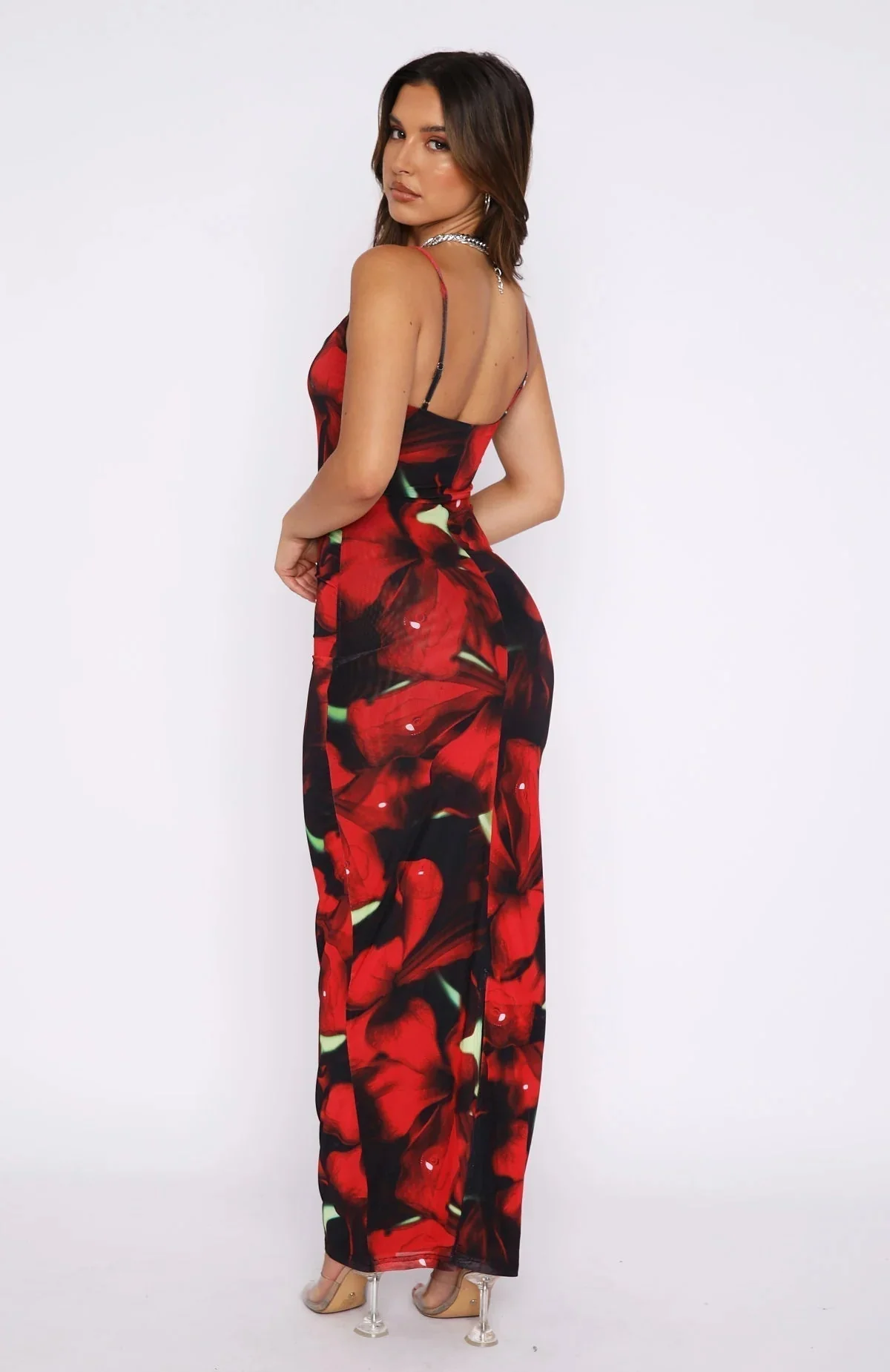 Ladies Maxi Dress – Slim Fit – Spaghetti Straps – Floral Print – Breathable Fabric - Image 2
