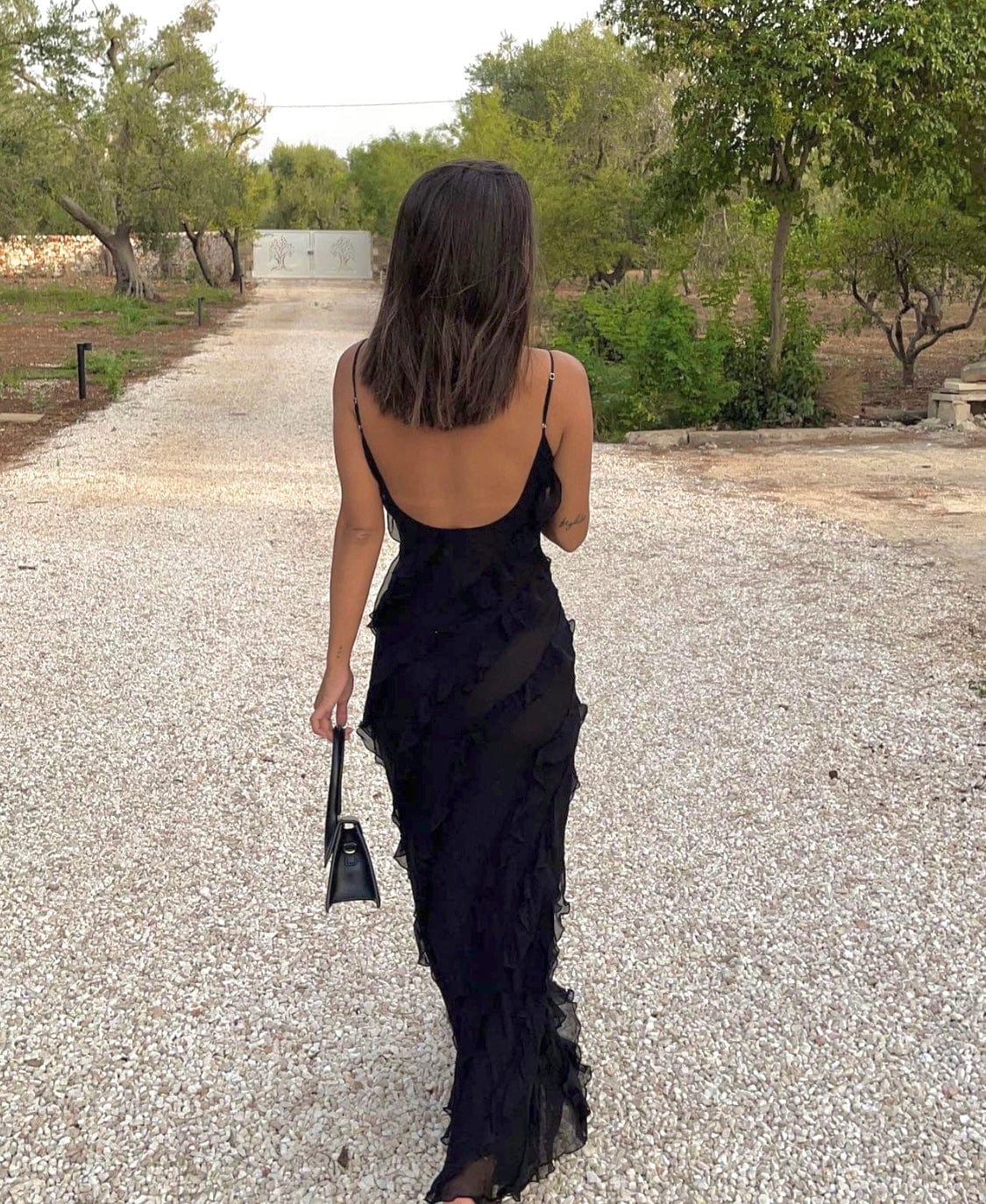 Women's Maxi Dress – Slim Fit – Spaghetti Straps – Ruffles – Airy Elegant Style - Image 7