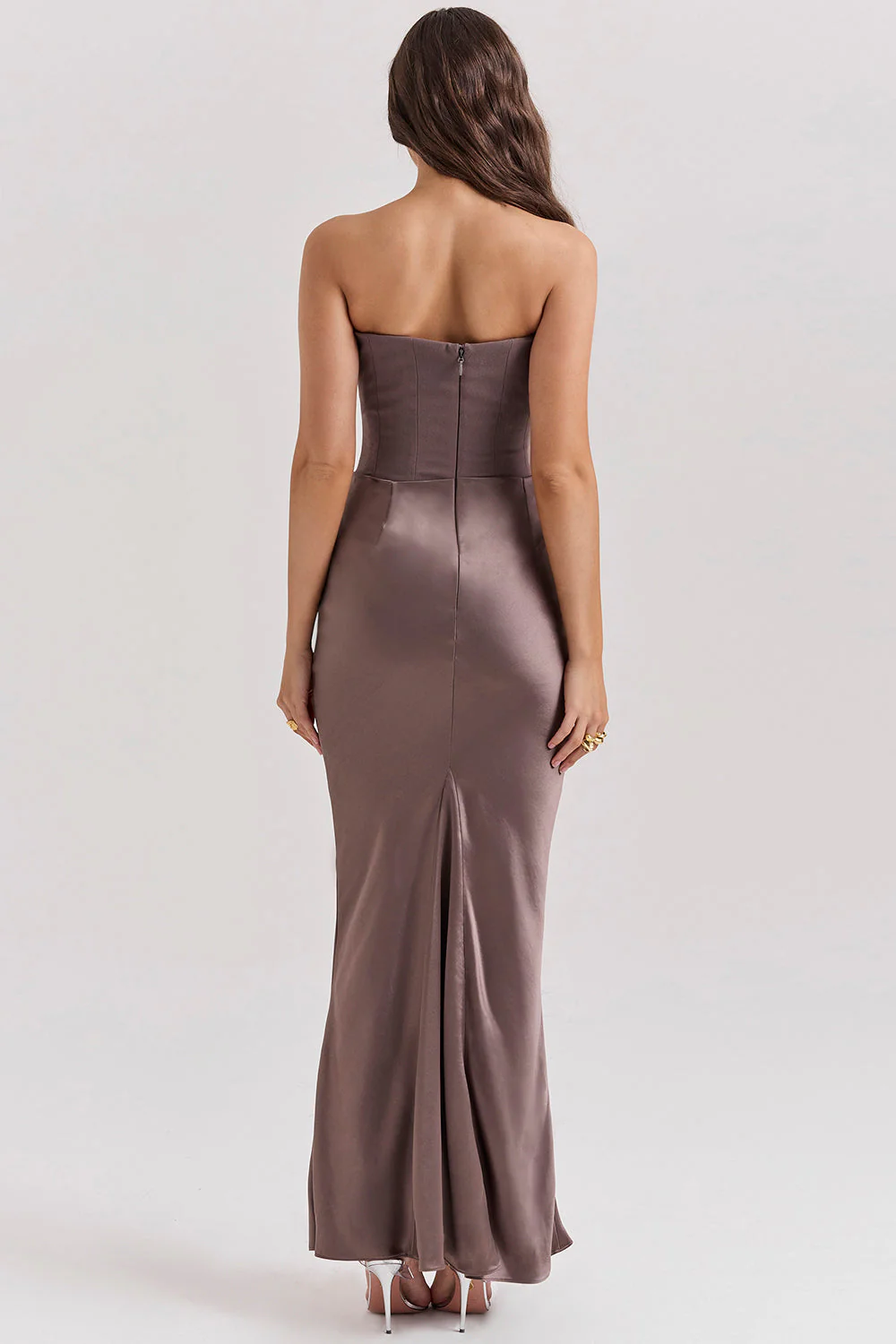 Ladies Maxi Dress – Slim Fit – Strapless – Corset Model – Shiny Luxury Fabric - Image 2