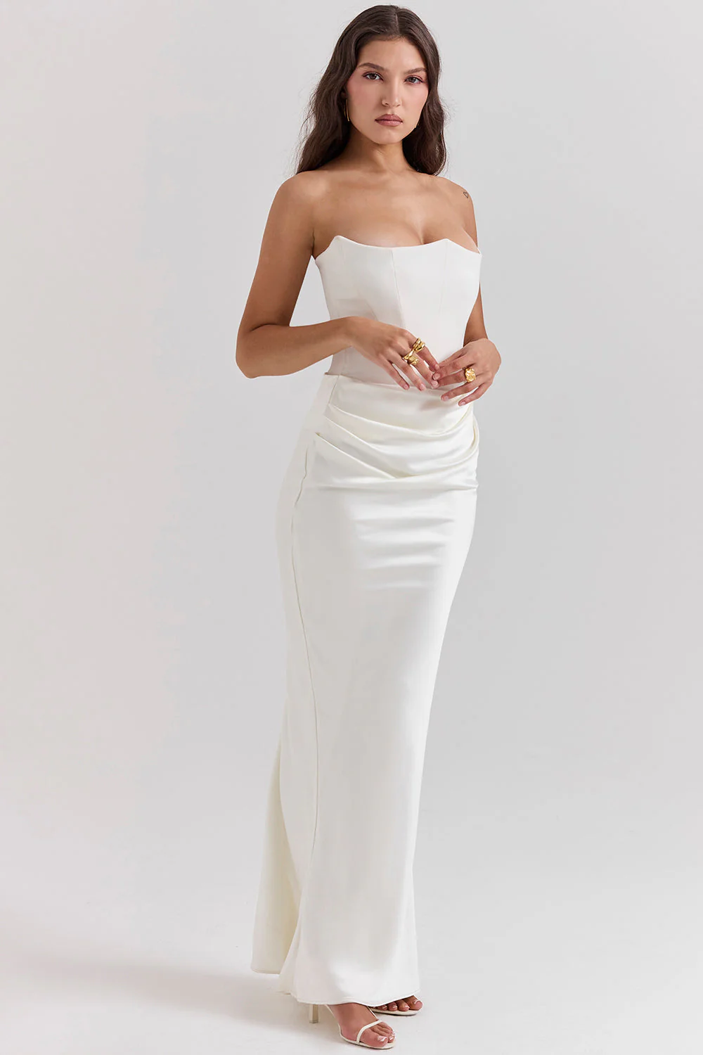 Ladies Maxi Dress – Slim Fit – Strapless – Corset Model – Shiny Luxury Fabric - Image 6