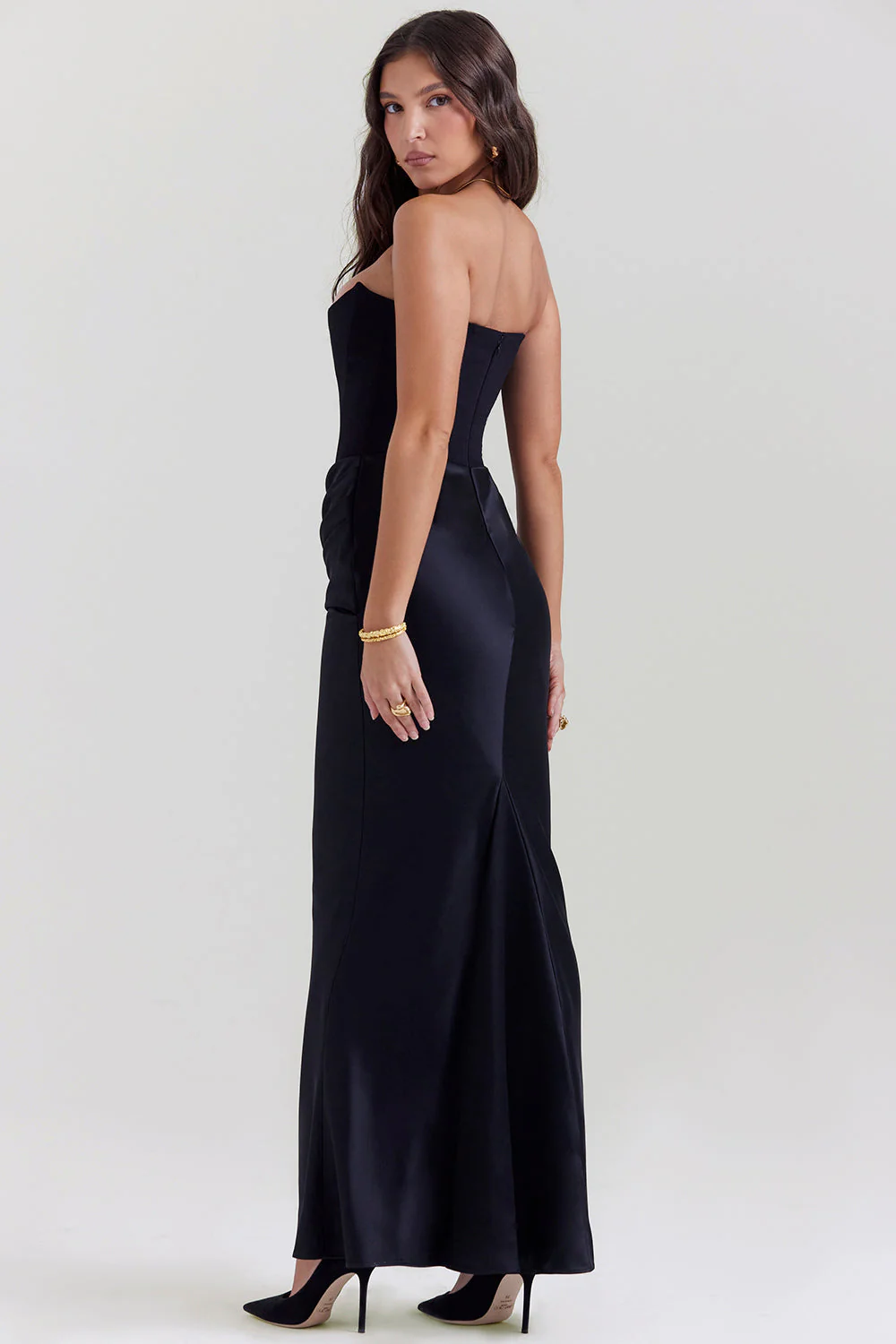 Ladies Maxi Dress – Slim Fit – Strapless – Corset Model – Shiny Luxury Fabric - Image 7