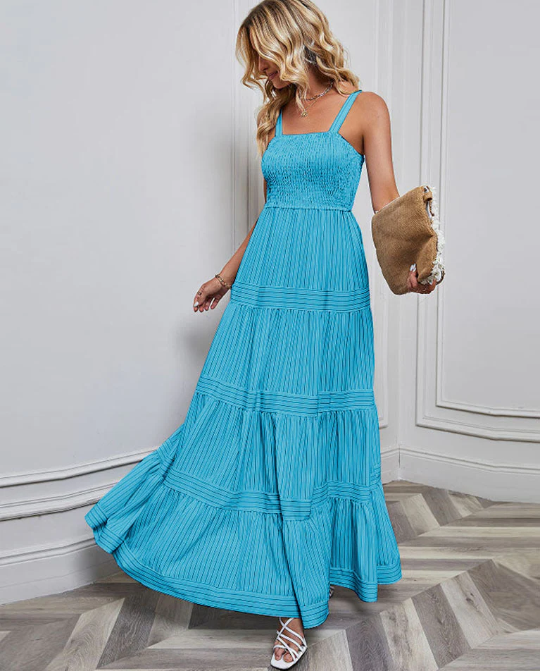 Women's Maxi Dress – Smock Top – A-line – Layered Skirt – Breathable Cotton Blend - Image 5