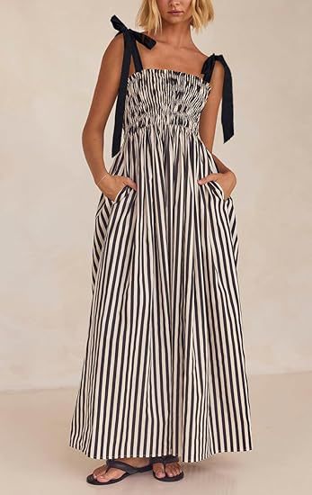 Ladies Maxi Dress – Spaghetti Straps – Ruched Bust – Flowy Model – Pockets - Image 5