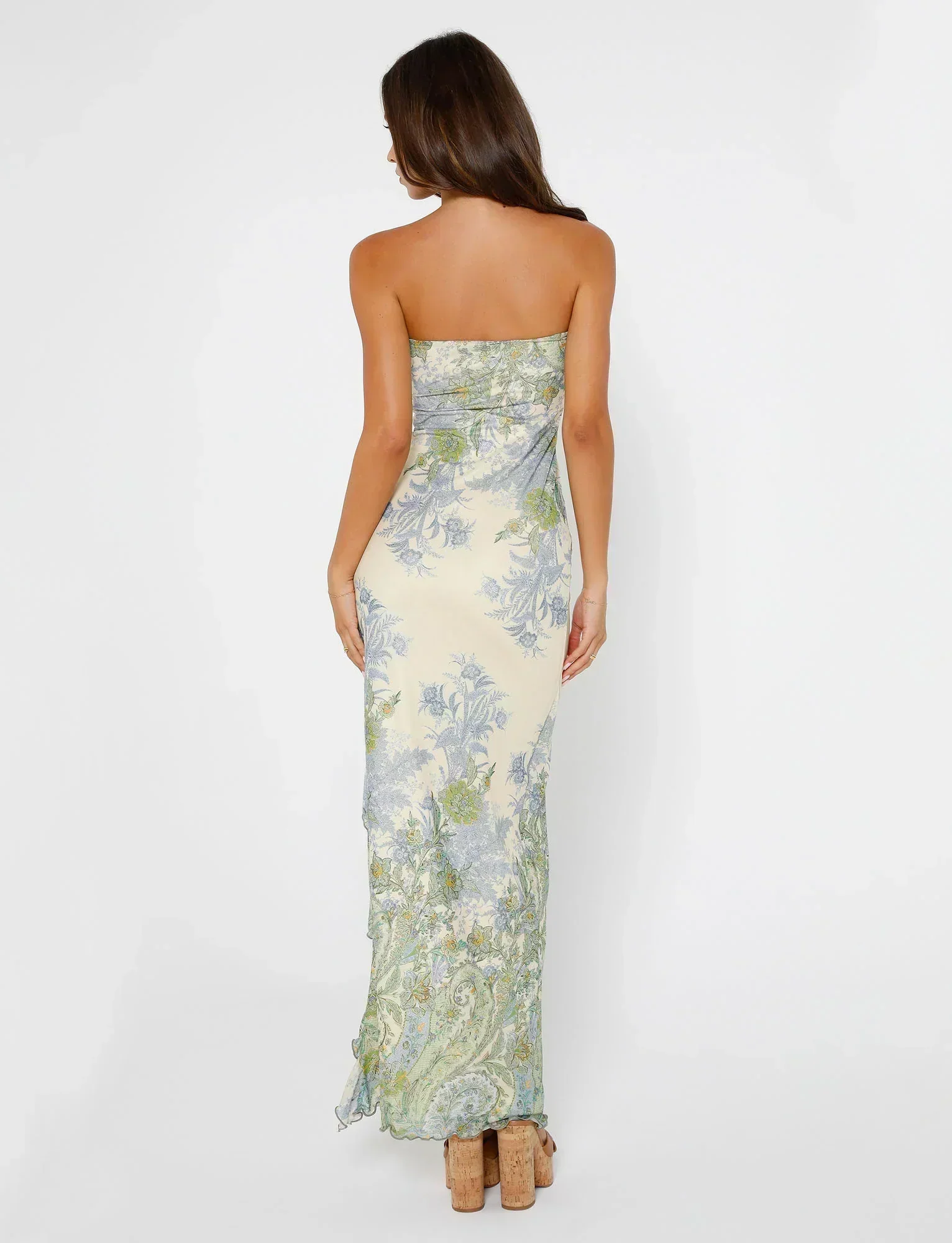 Ladies Maxi Dress – Strapless Model – Floral Print – High Split – Elegant Fit - Image 2