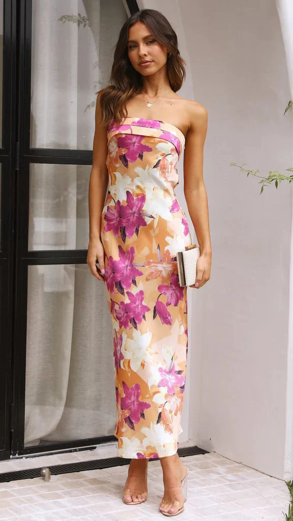 Ladies Maxi Dress – Strapless – Satin Look – Slim Fit – Elegant Eveningwear - Image 12
