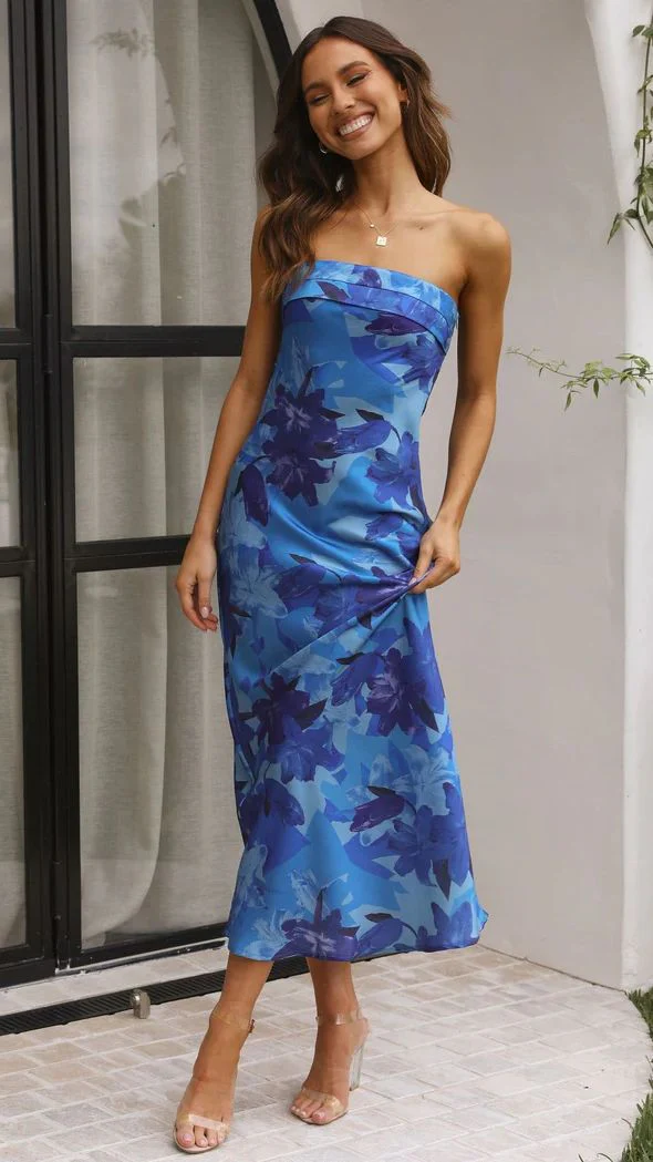 Ladies Maxi Dress – Strapless – Satin Look – Slim Fit – Elegant Eveningwear - Image 16