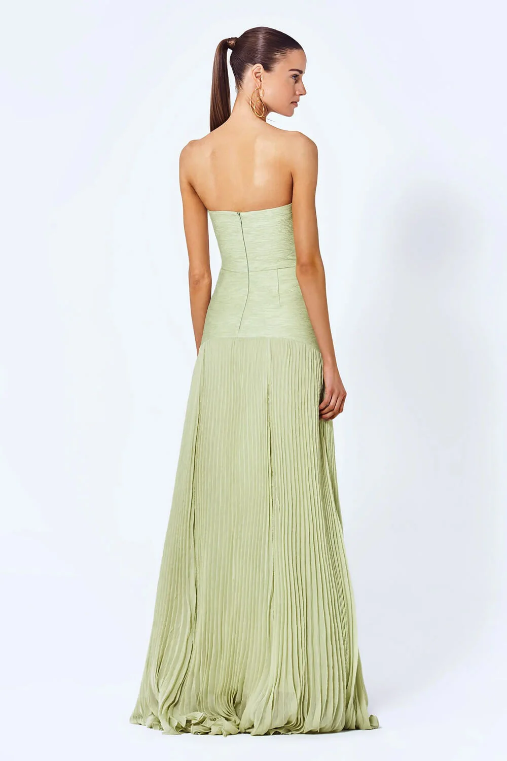 Women's Maxi Dress – Strapless Slim Fit – Pleated Flared Skirt – Luxurious Airy Fabric - Image 2