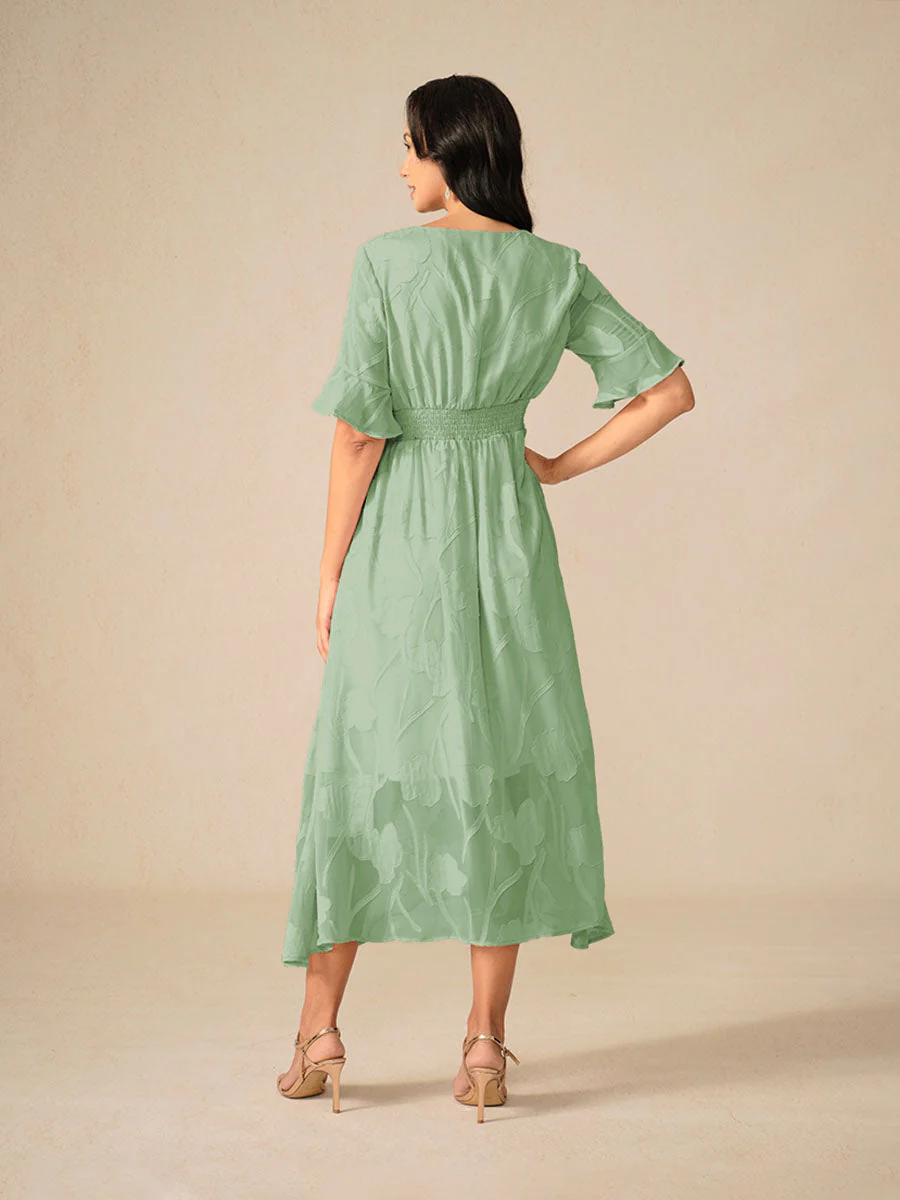 Ladies Maxi Dress – V-Neck – Lace Floral Design – A-Line – Elegant Fit - Image 12
