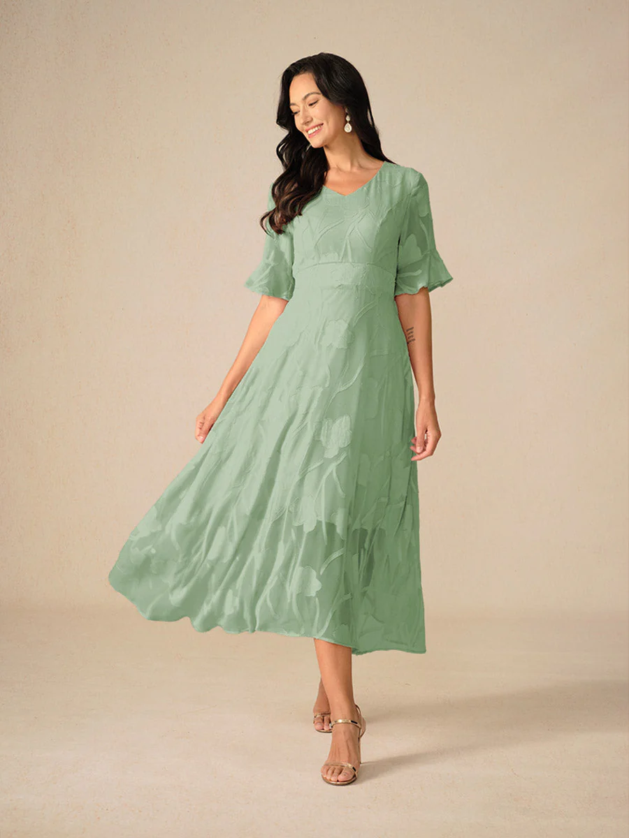 Ladies Maxi Dress – V-Neck – Lace Floral Design – A-Line – Elegant Fit - Image 14