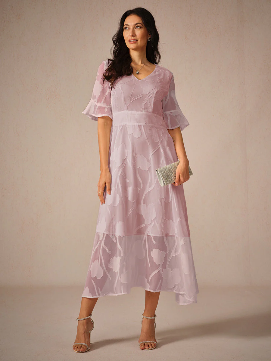 Ladies Maxi Dress – V-Neck – Lace Floral Design – A-Line – Elegant Fit - Image 6