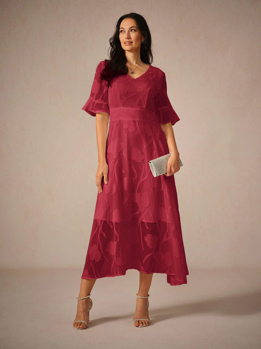 Ladies Maxi Dress – V-Neck – Lace Floral Design – A-Line – Elegant Fit - Image 8