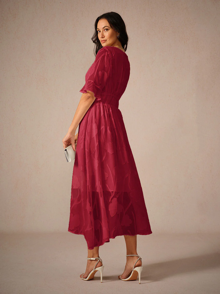 Ladies Maxi Dress – V-Neck – Lace Floral Design – A-Line – Elegant Fit - Image 9