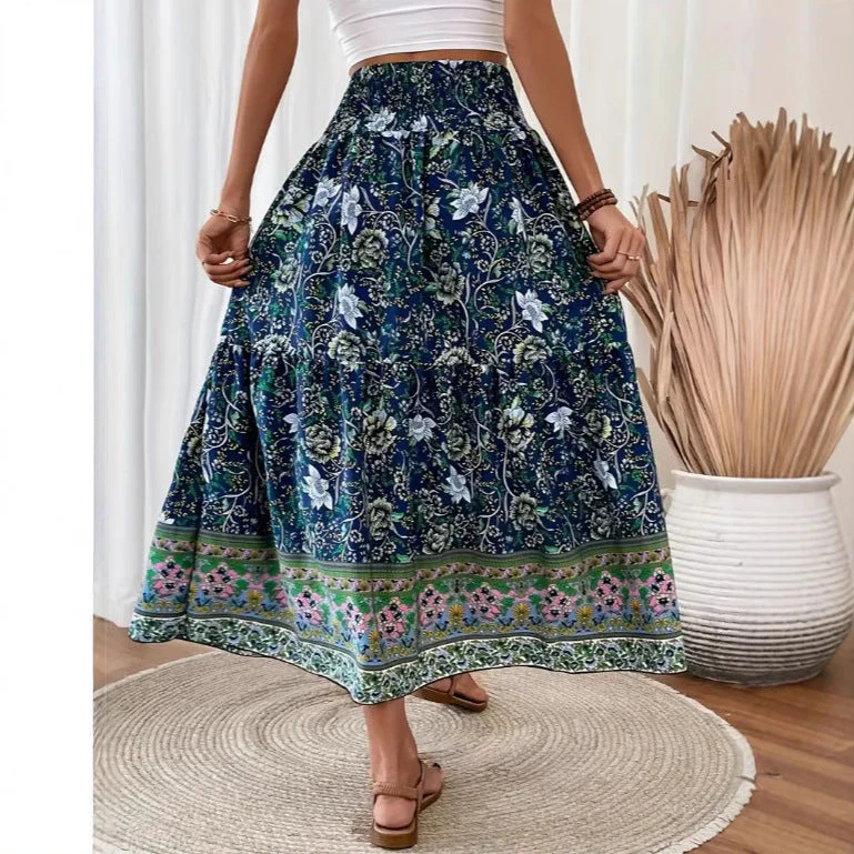 Ladies Maxi Skirt – Bohemian Style – Elastic Waist – Layered – Breathable Comfort - Image 2