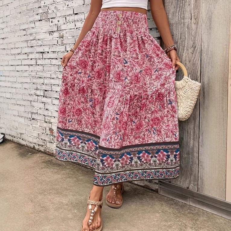 Ladies Maxi Skirt – Bohemian Style – Elastic Waist – Layered – Breathable Comfort - Image 3