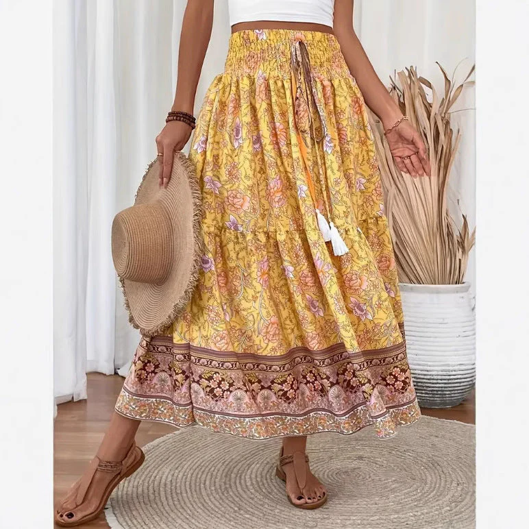 Ladies Maxi Skirt – Bohemian Style – Elastic Waist – Layered – Breathable Comfort - Image 4