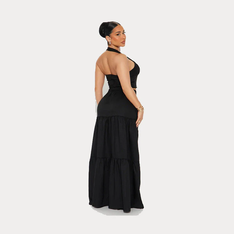 Women's maxi skirt – High waist – Layered ruffle – Airy fit – Breathable material - Image 3