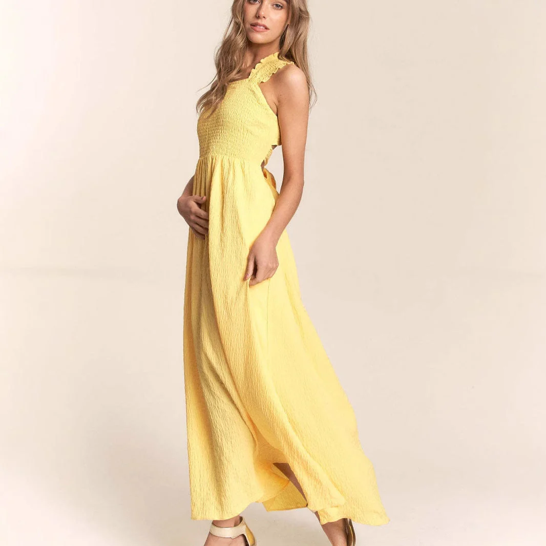 Women's Maxi Summer Dress – Cotton – A-line Fit – Spaghetti Straps – Shirred Bodice - Image 2