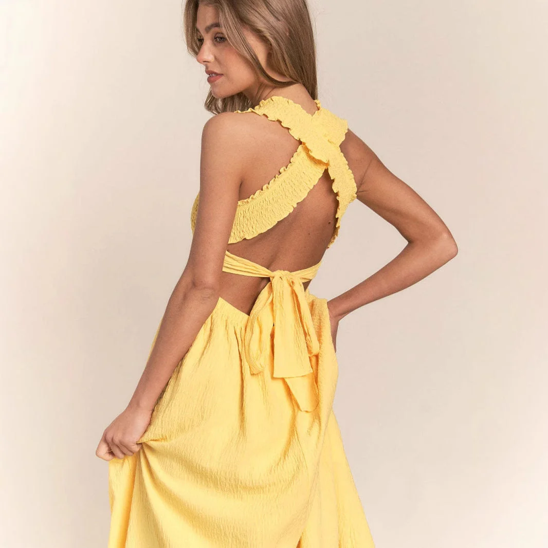 Women's Maxi Summer Dress – Cotton – A-line Fit – Spaghetti Straps – Shirred Bodice - Image 4