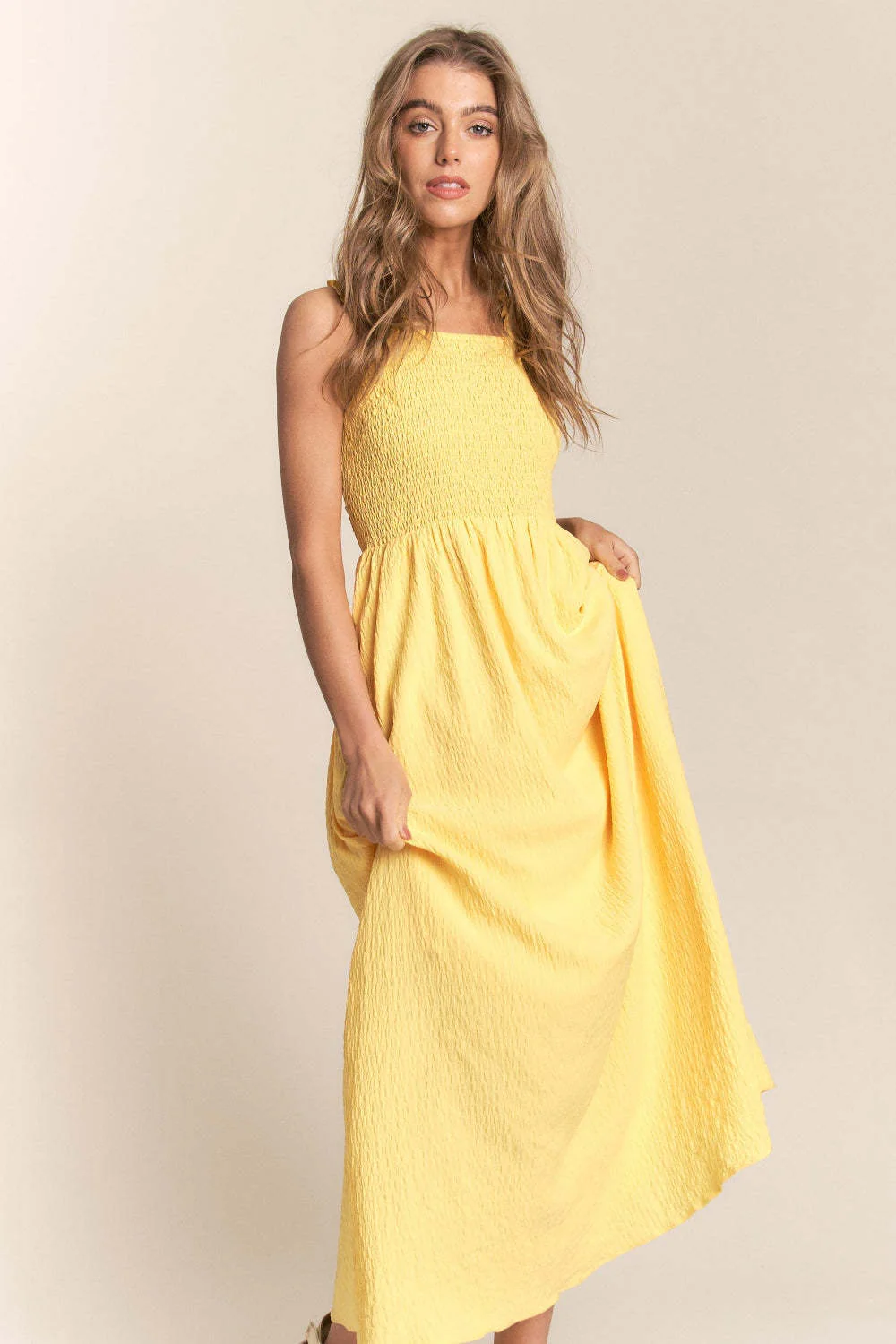 Women's Maxi Summer Dress – Cotton – A-line Fit – Spaghetti Straps – Shirred Bodice - Image 5