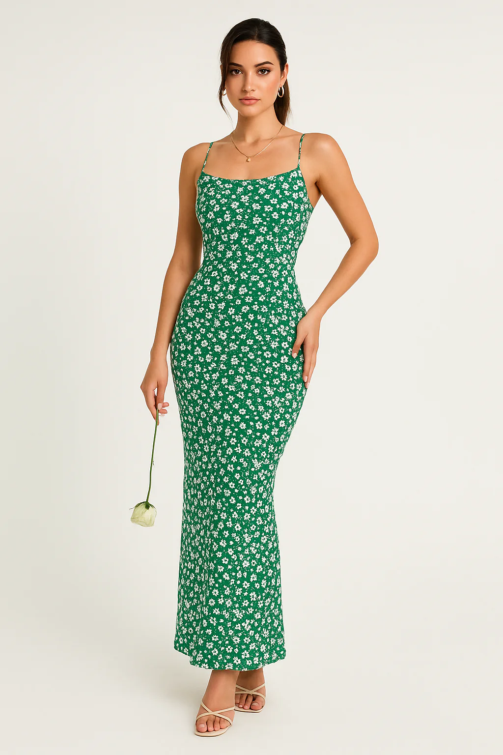 Ladies Maxi Dress – Natural Fibers – Tailored Fit – Spaghetti Straps – Open Back - Image 2